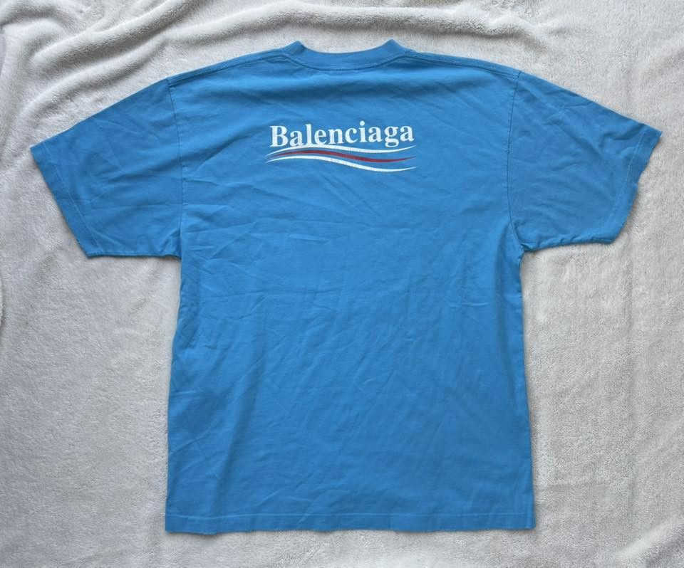 Bape Balenciaga Light Blue Cracked Political Campaign Logo Tee Size US L / EU 52-54 / 3 - 3 Thumbnail