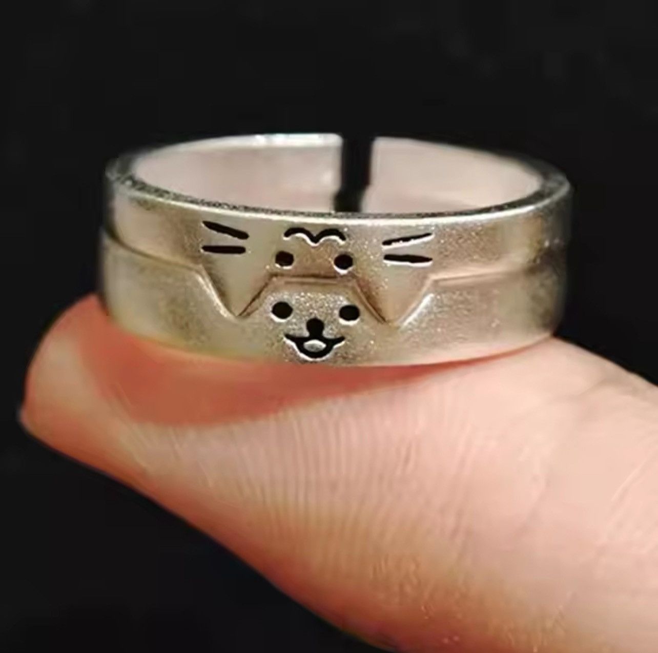 Other 2pcs Cute Cat Dog Animal Couple Ring Size ONE SIZE - 2 Thumbnail