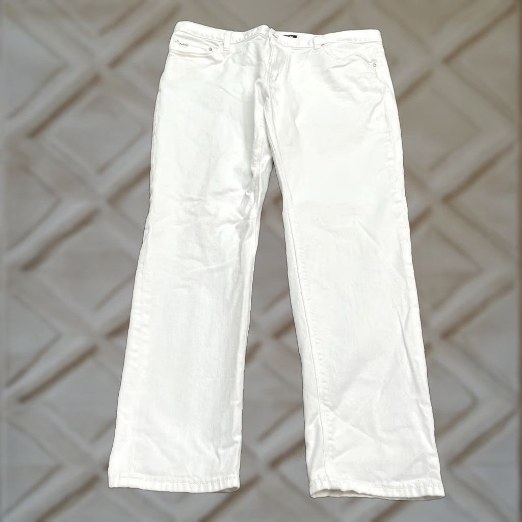 Michael Kors MICHAEL KORS Slim Fit Jeans Mens 36x30 White Denim Straight Leg Casual Classic Size US 36 / EU 52 - 1 Thumbnail