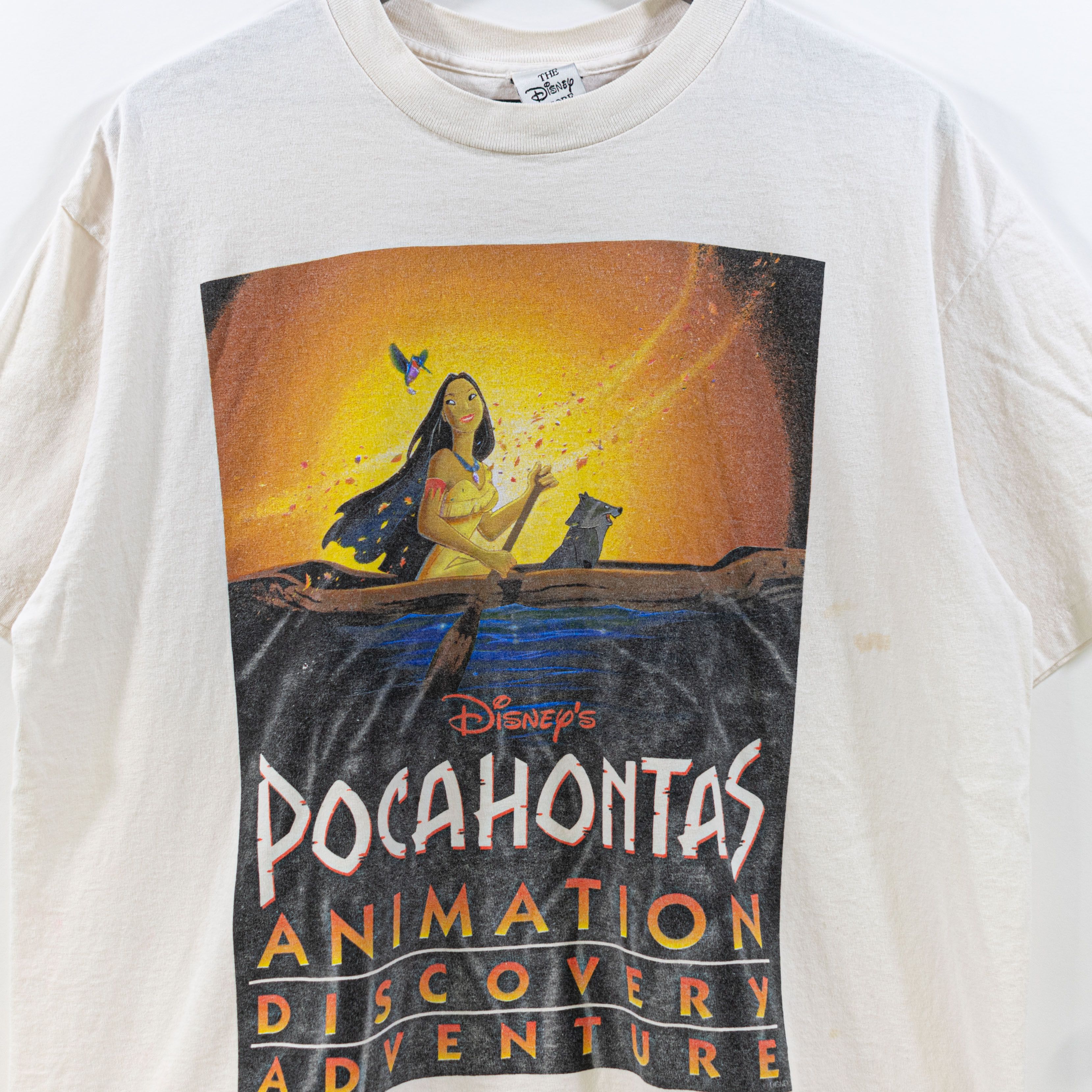 Image of Disney Pocahontas Animation Discovery Adventure T-Shirt VTG in White, Men's (Size XL)