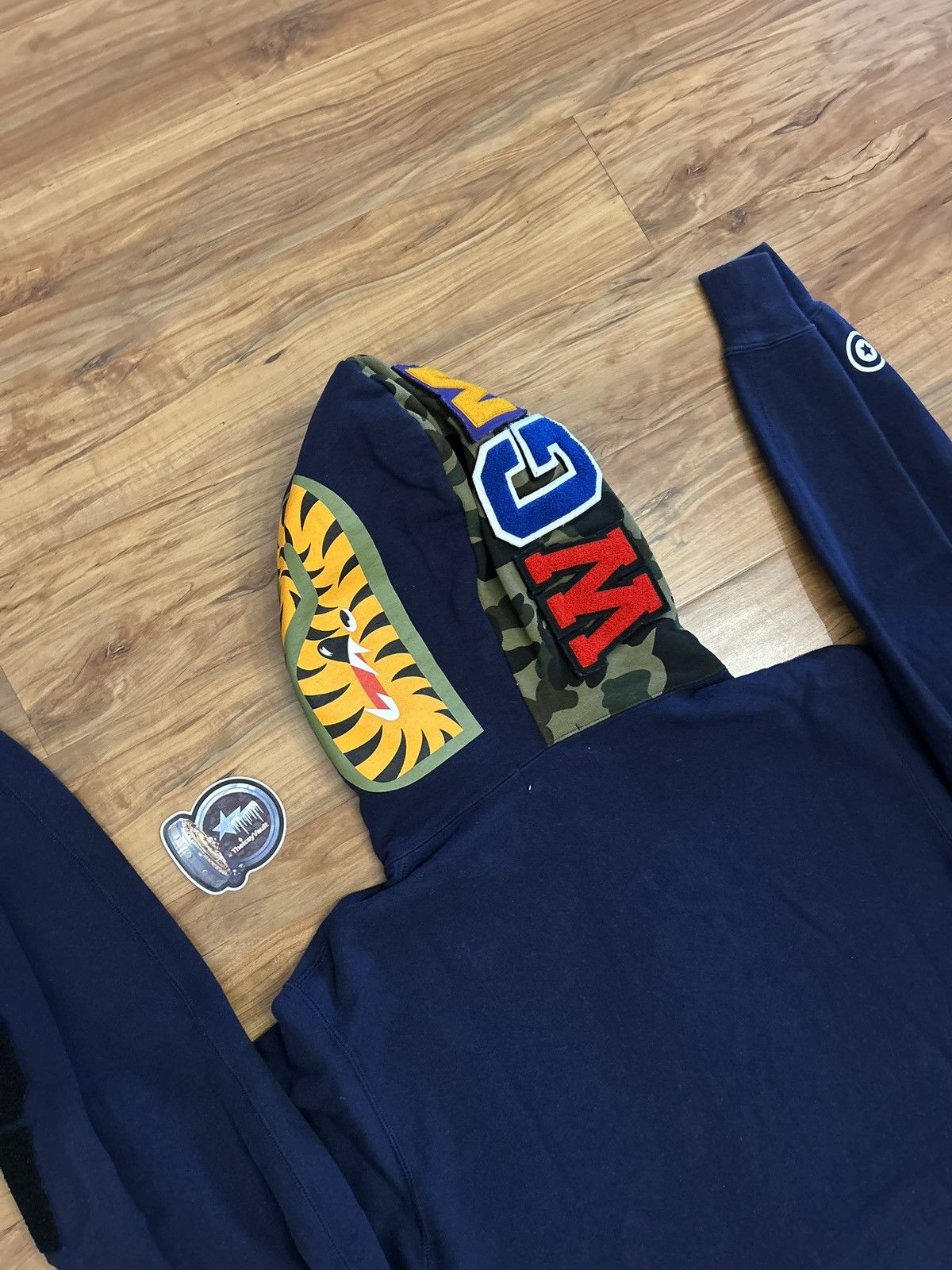 Bape Bape Navy/Green Camo Detachable Shark Full Zip Hoodie Size US XXL / EU 58 / 5 - 9 Thumbnail