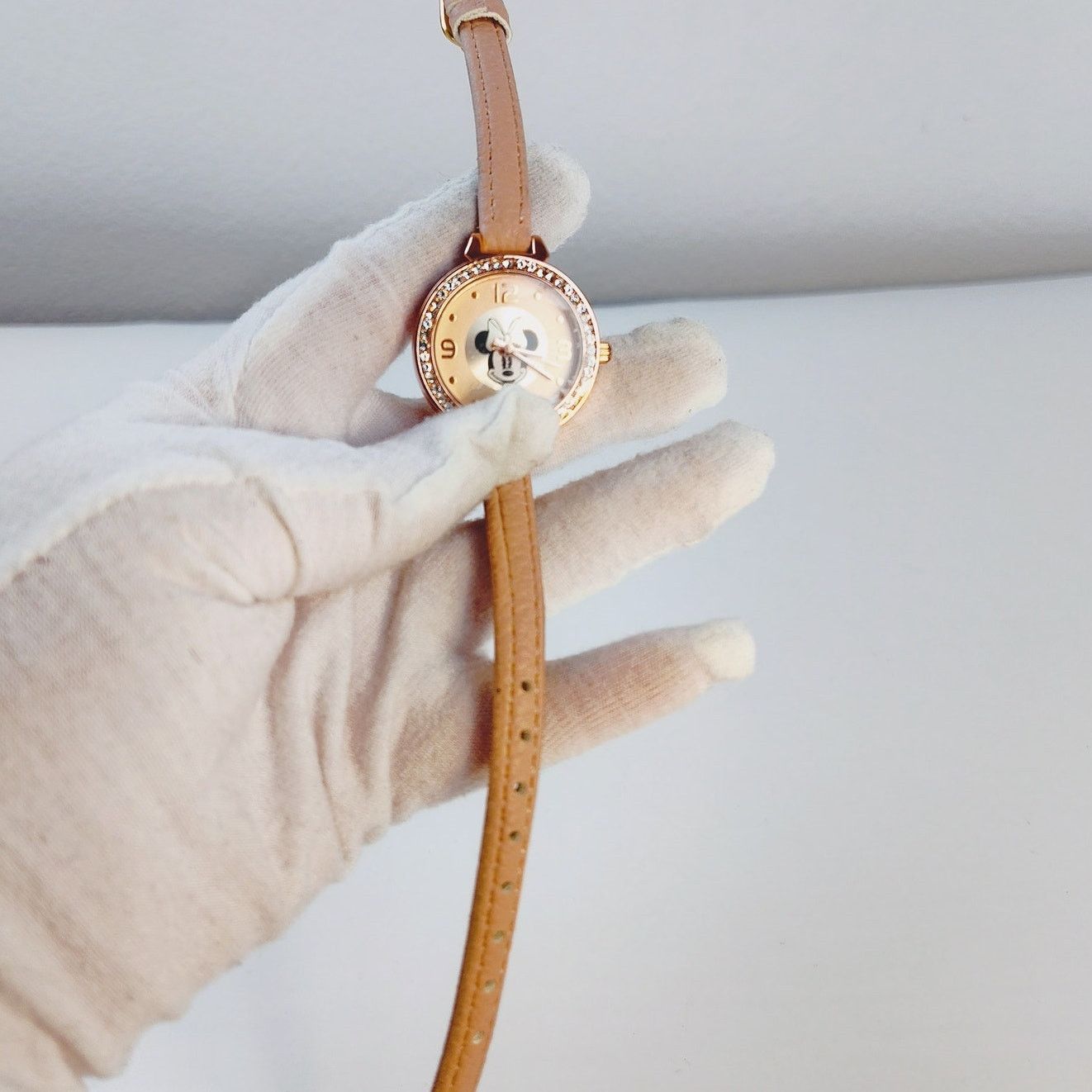 Disney Disney Minnie Mouse Rose Gold Watch White Rhinestones Size ONE SIZE - 3 Thumbnail