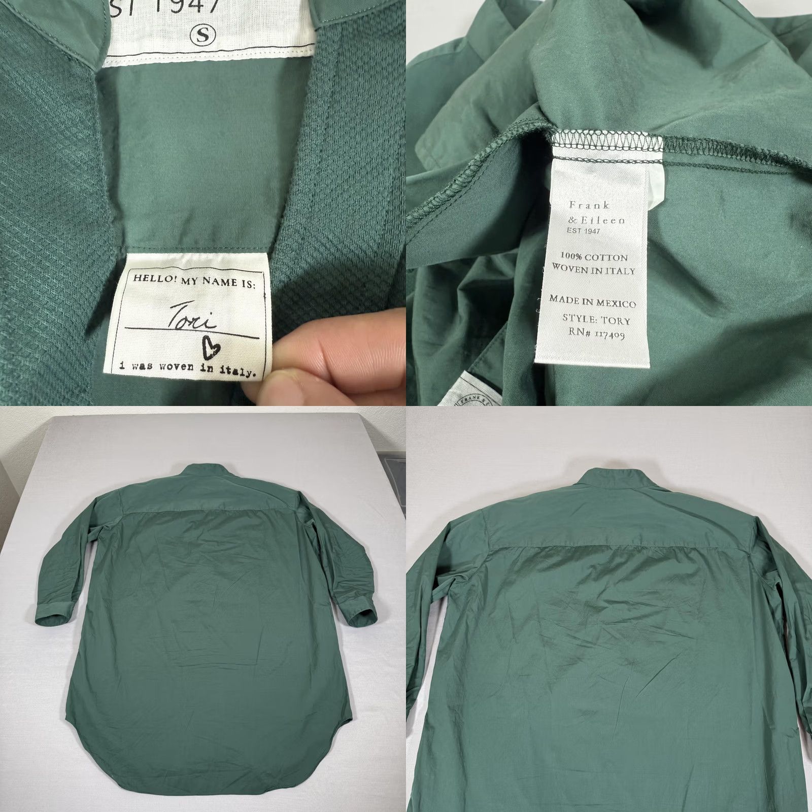 Frank & Eileen Frank Eileen Shirt Dress Womens S Green Tory Button Up Top Cotton Dress Length Short Size S / US 4 / IT 40 - 8 Thumbnail