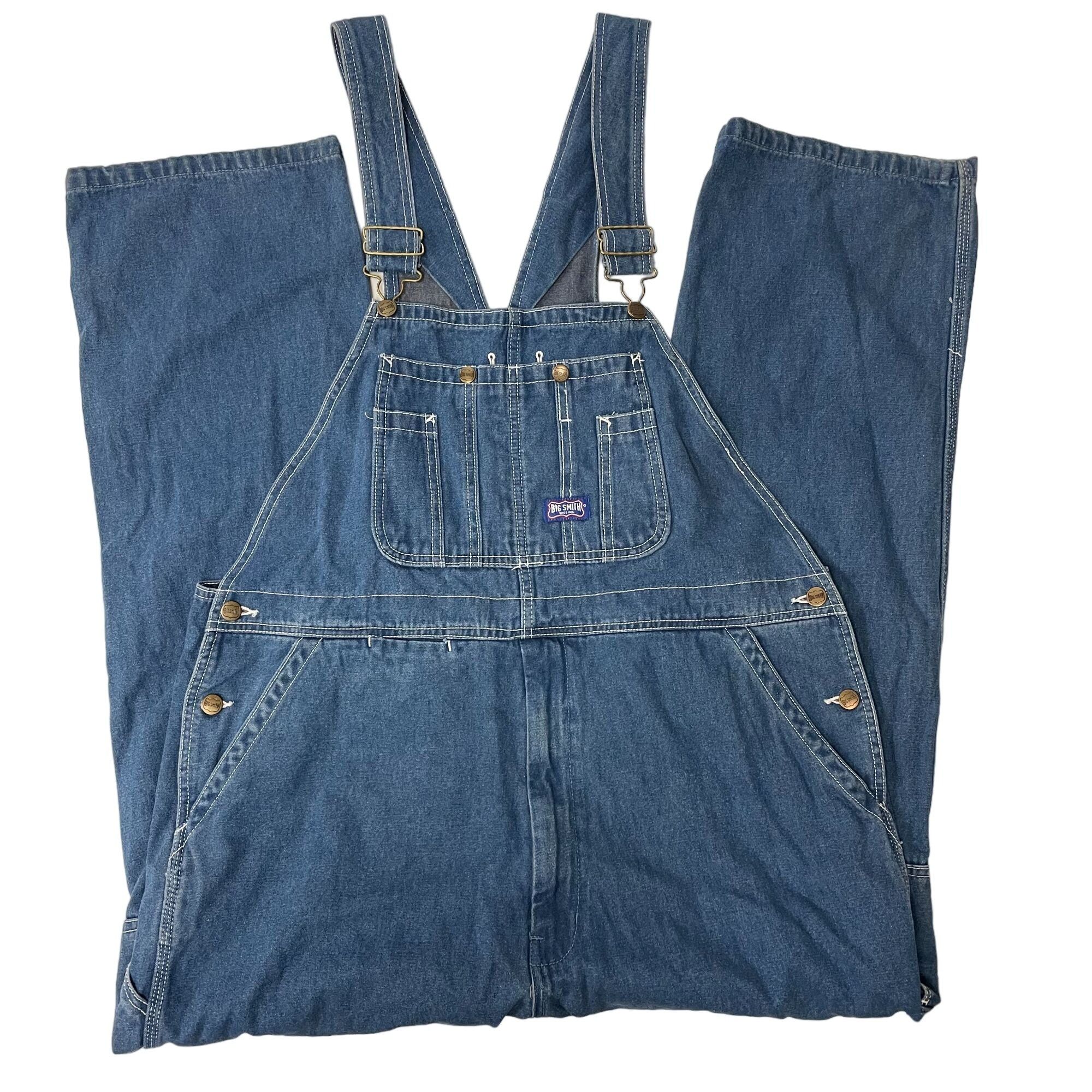 Vtg Big Smith Men Blue Jean FARMER Coveralls Bib Overalls