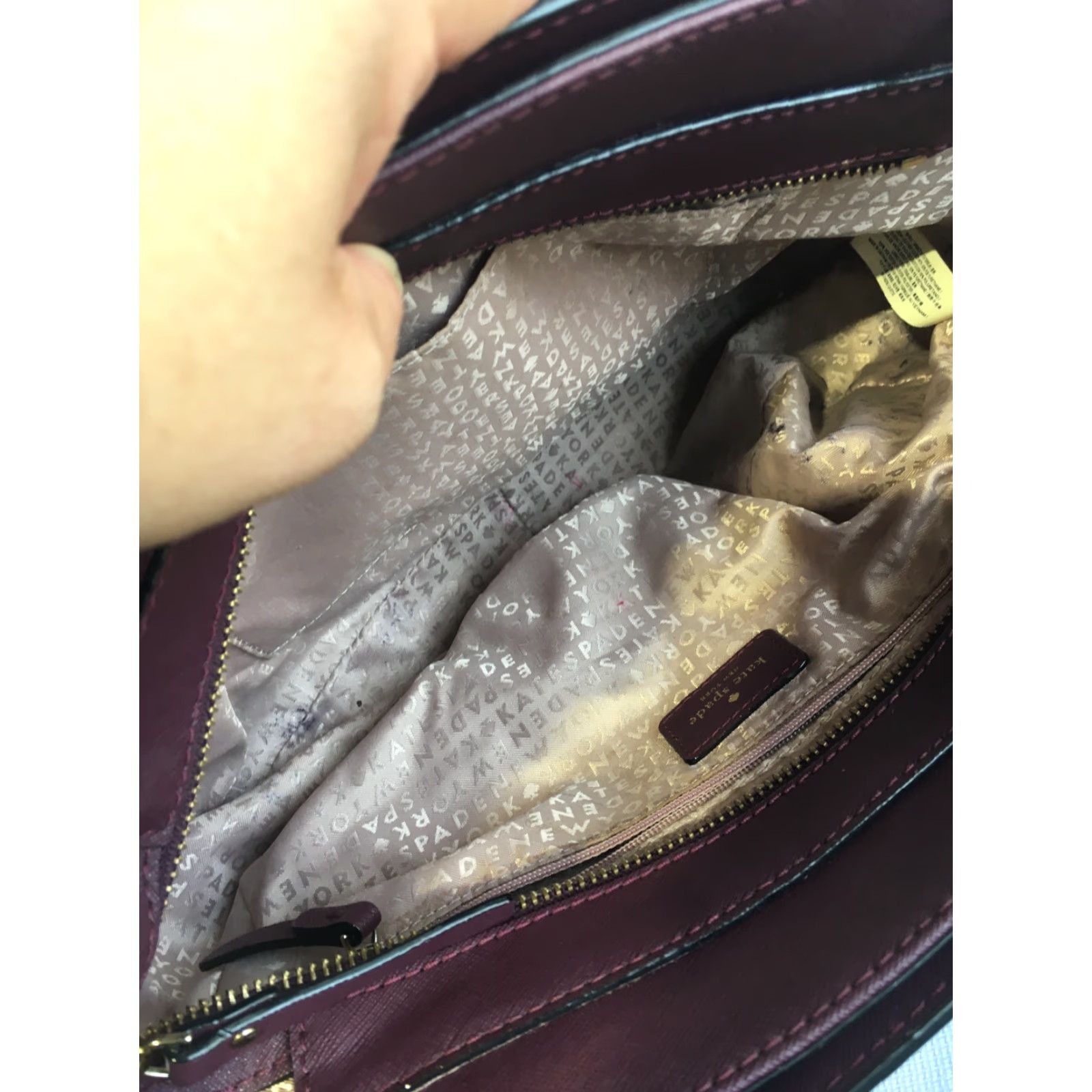 Vintage kate spade new york Laurel Handbag Satchel Burgundy WKRU5392 Shoulder Strap Medium Womens Size ONE SIZE - 6 Thumbnail