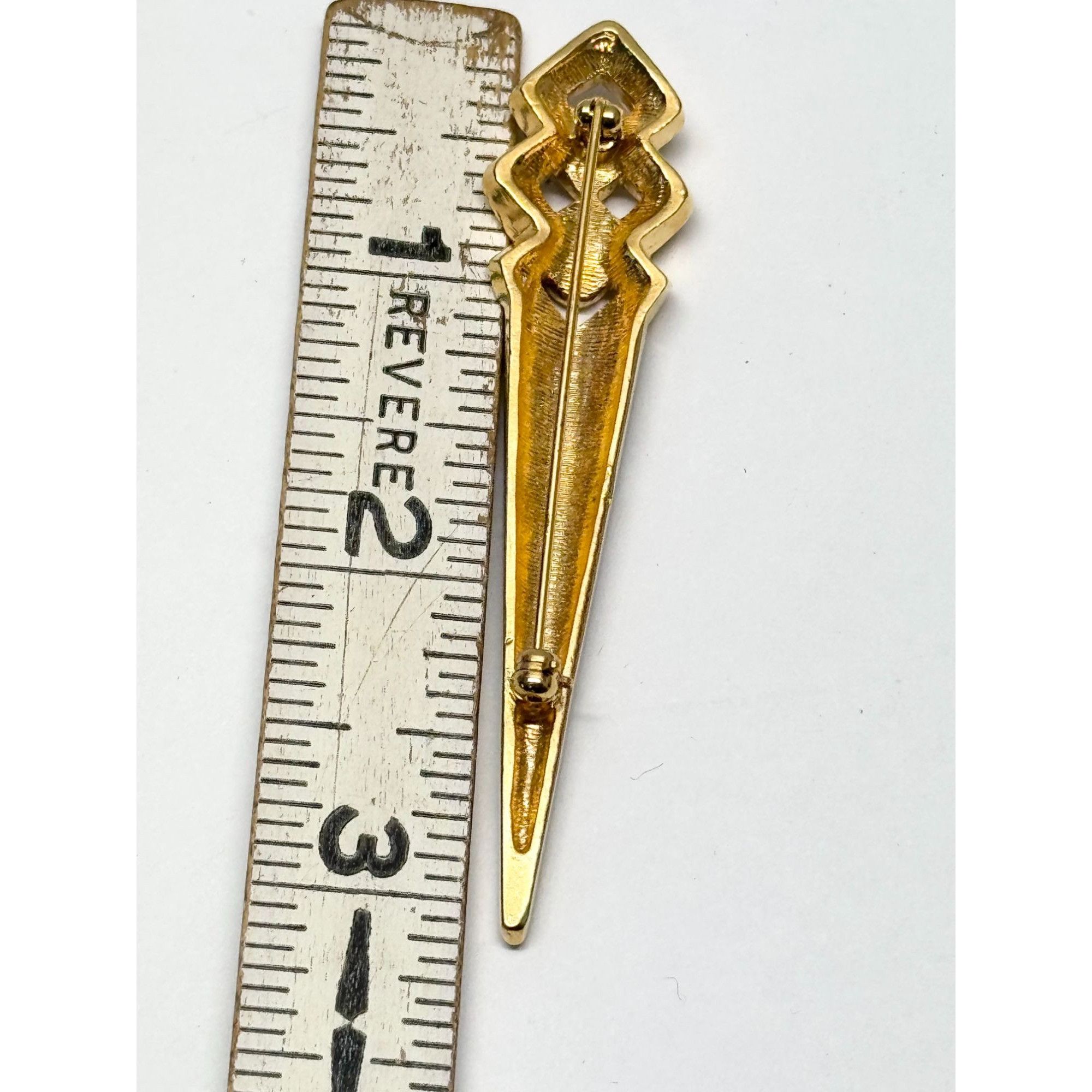 Vintage Vintage black enamel rhinestone torch brooch pin Size ONE SIZE - 4 Thumbnail