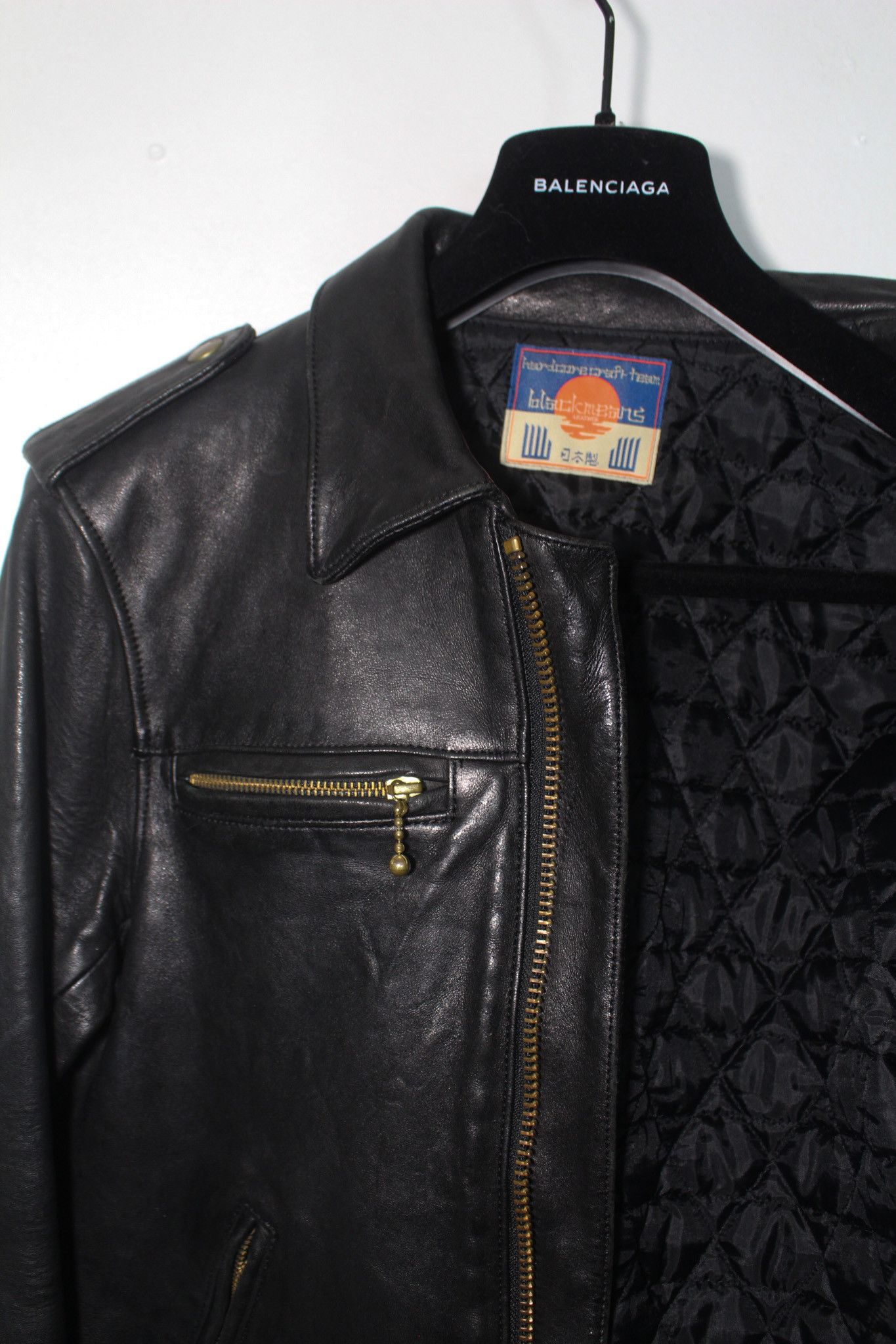 Blackmeans Collared Moto Heavy Leather Jacket - Size 3 Size US M / EU 48-50 / 2 - 6 Thumbnail