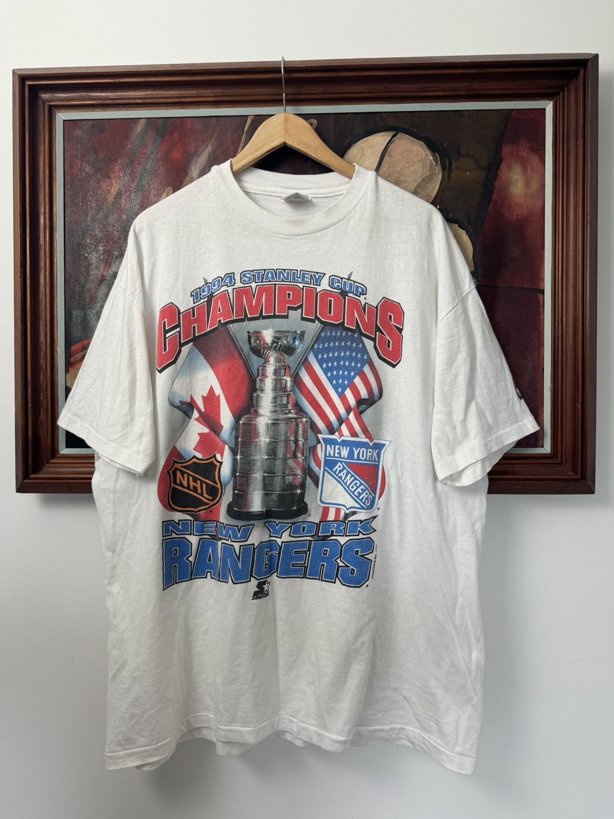 Starter 90s 1994 Vintage New York Rangers Stanley Cup Champions Tee Size US XL / EU 56 / 4 - 1 Thumbnail