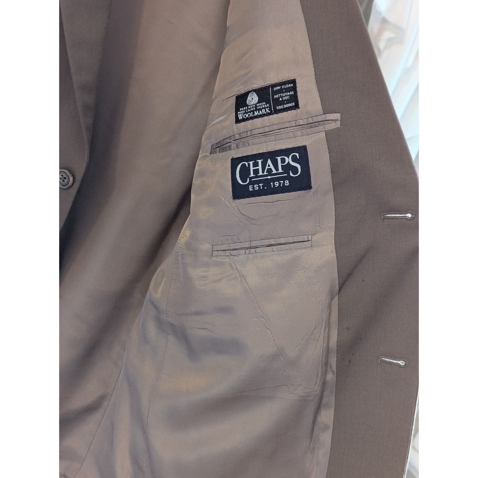 Chaps Size 42R Brown Pure New Wool 2 Button Notch Lapel Blazer Size 42R - 5 Thumbnail
