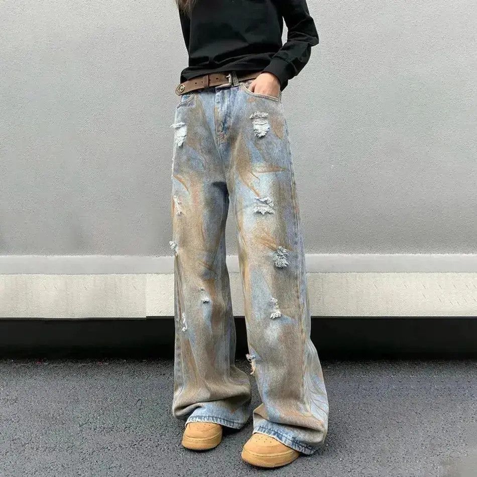 Japanese Brand Vintage Hip Hop Ripped Jeans Men Distressed Print Denim Pant Size US 30 / EU 46 - 2 Thumbnail