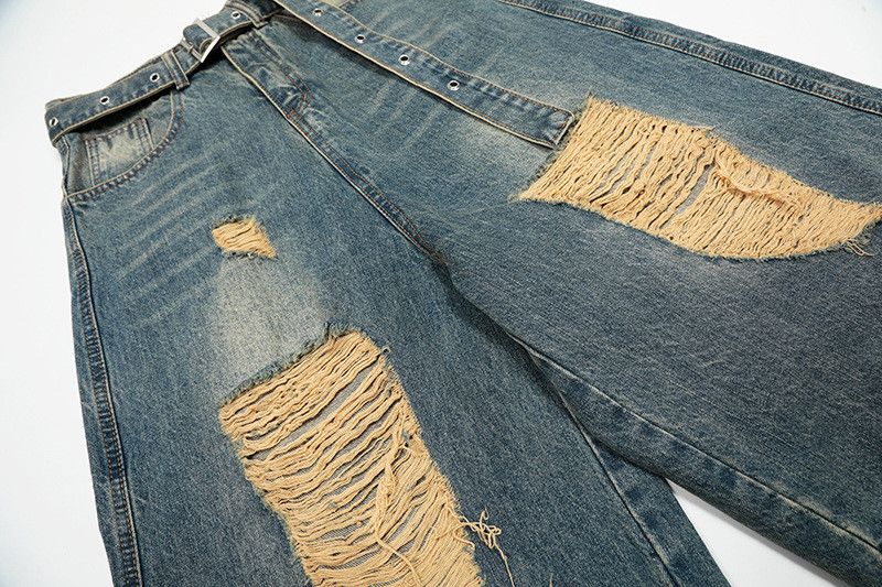Vintage American retro washed distressed cropped jeans Size US 32 / EU 48 - 4 Thumbnail