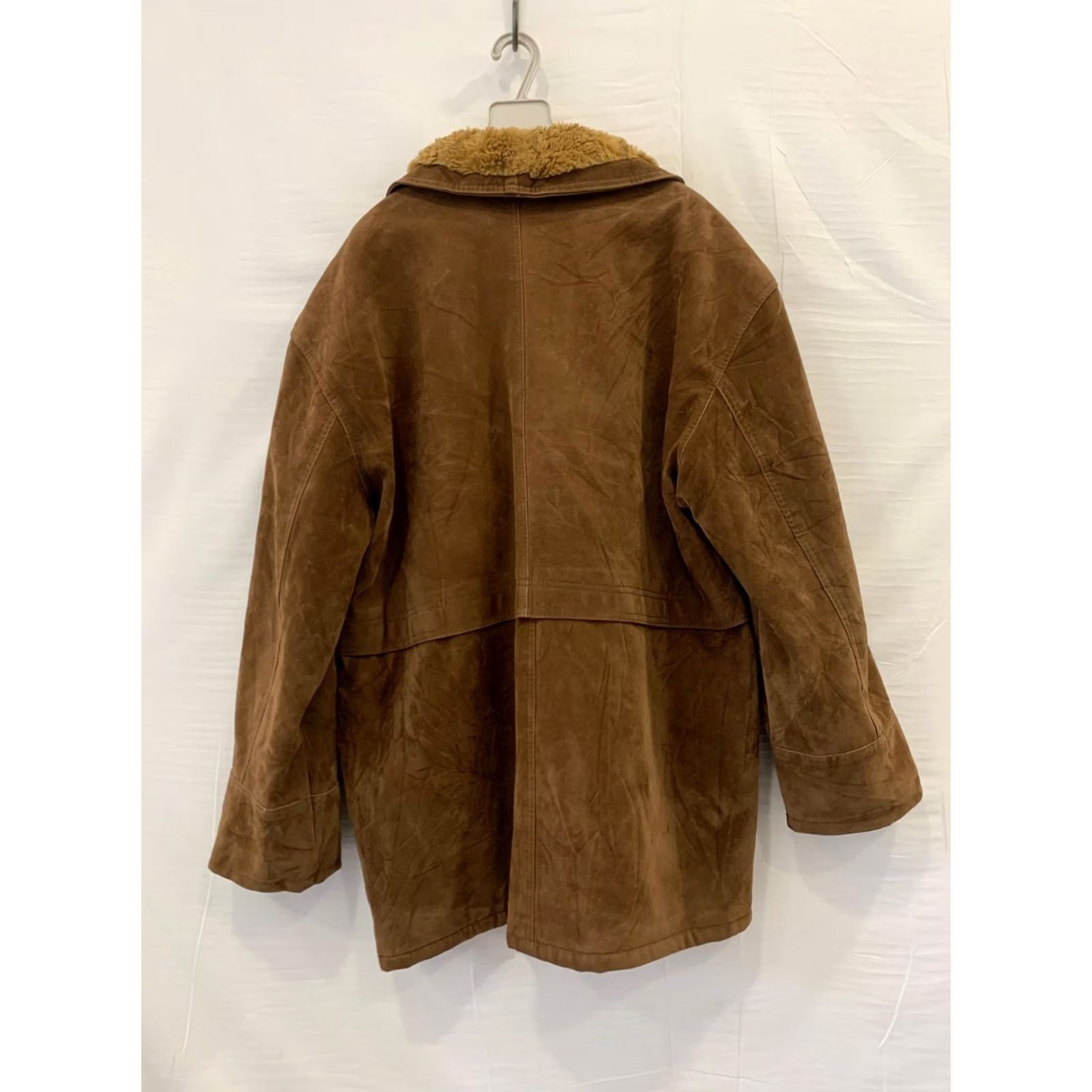 Vintage VINTAGE Shearling Leather Coat XL Brown Made In Italy Sherpa Lined Jacket Men Overcoat 54 Chest XL Brown Western Ranch Style Mens Size US XL / EU 56 / 4 - 4 Thumbnail