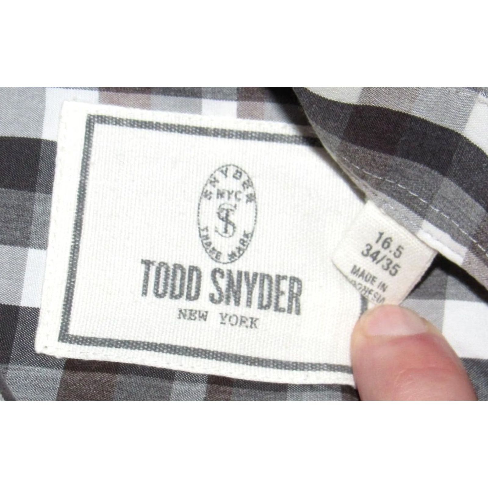Todd Snyder TODD SNYDER Button Up Shirt Blue Grey Check Long Sleeve 16.5 34/35 Mens Size US XL / EU 56 / 4 - 3 Thumbnail