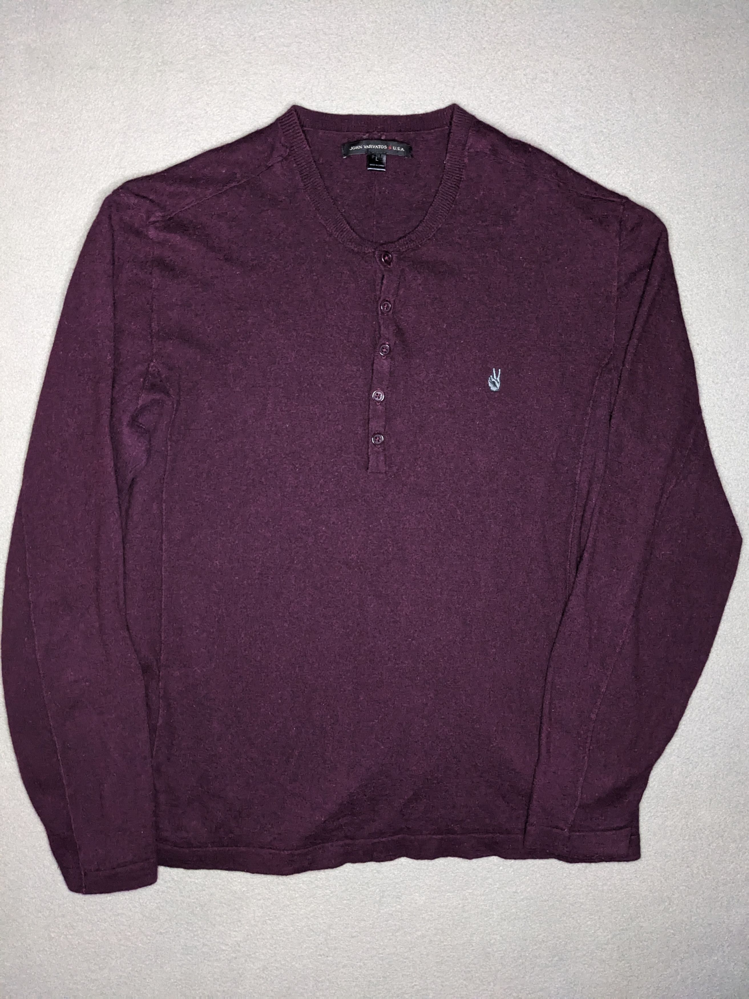 John Varvatos John Varvatos USA Shirt Mens Large Garnet Henley Wool Blend Size US L / EU 52-54 / 3 - 1 Thumbnail