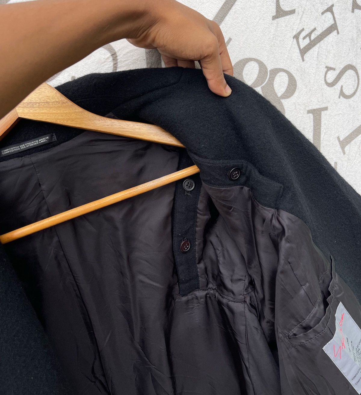 Yohji Yamamoto 🔥 A/W 2009 YOHJI YAMAMOTO WOOL OVER-COAT RARE DESIGN Size US M / EU 48-50 / 2 - 20 Thumbnail