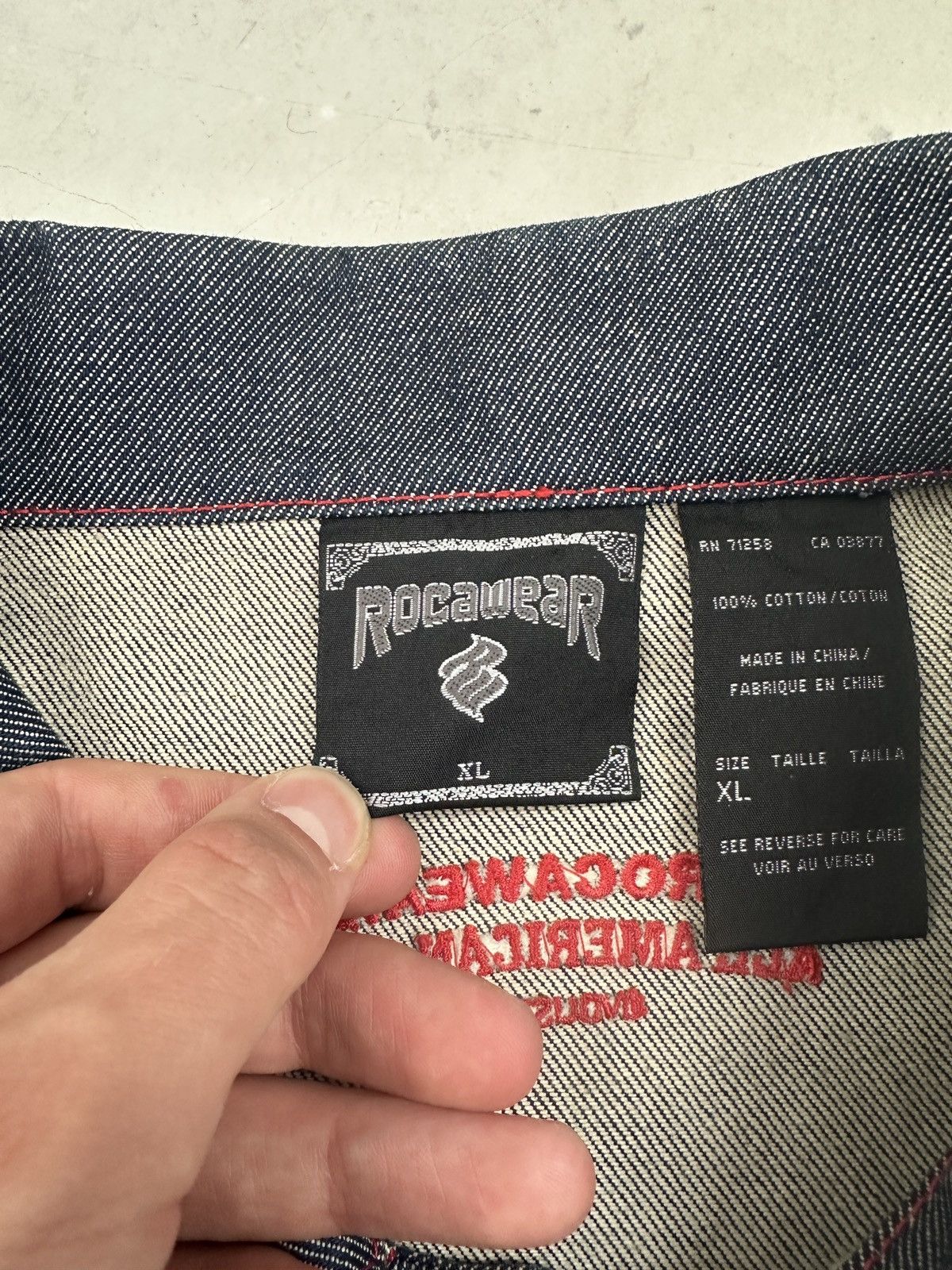 Rocawear × Vintage RocaWear oversized raw denim jacket embroidered logo Size US XL / EU 56 / 4 - 10 Thumbnail