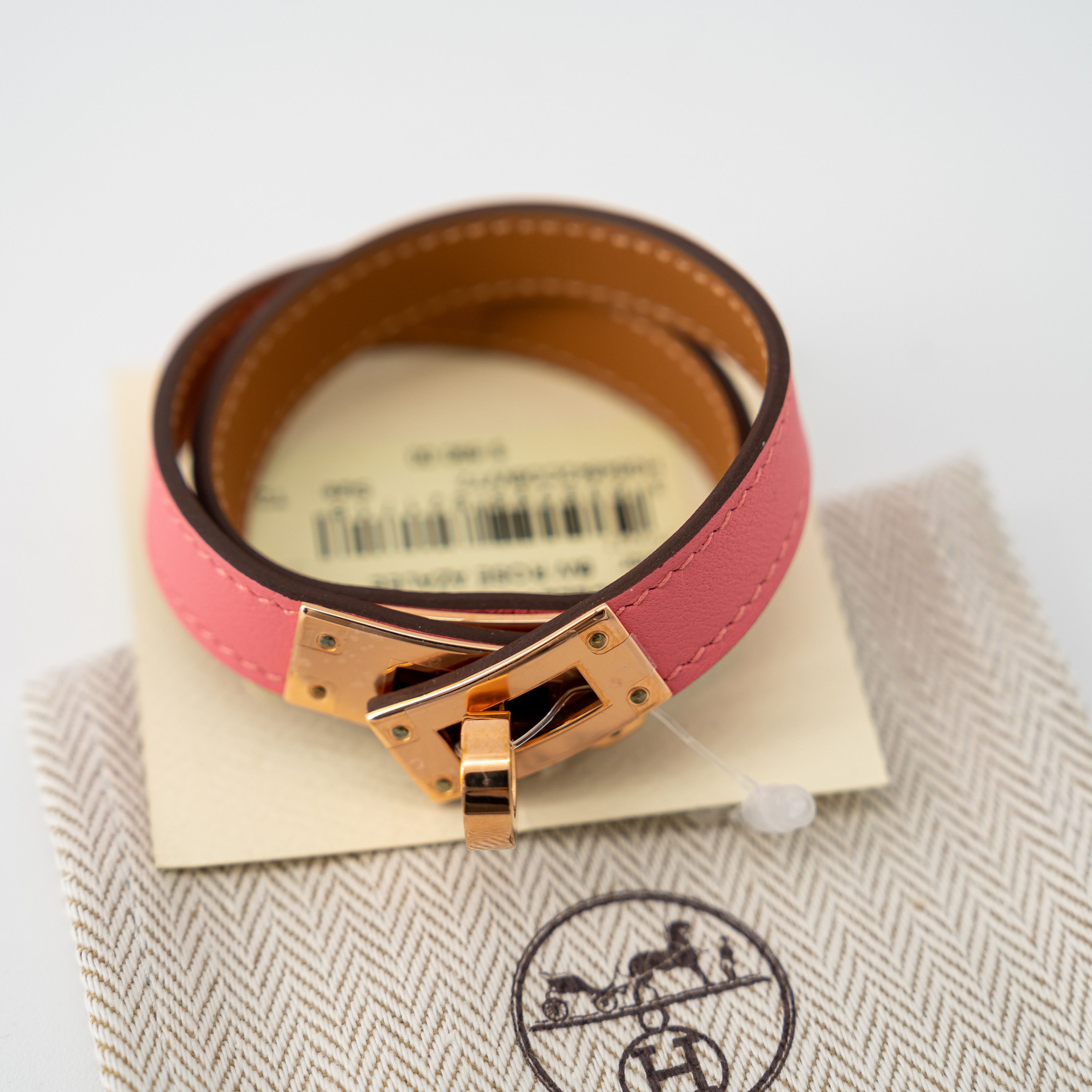 Hermes Hermes Kelly Double Tour H Leather Wrap Bracelet T2 Pink Size ONE SIZE - 2 Thumbnail