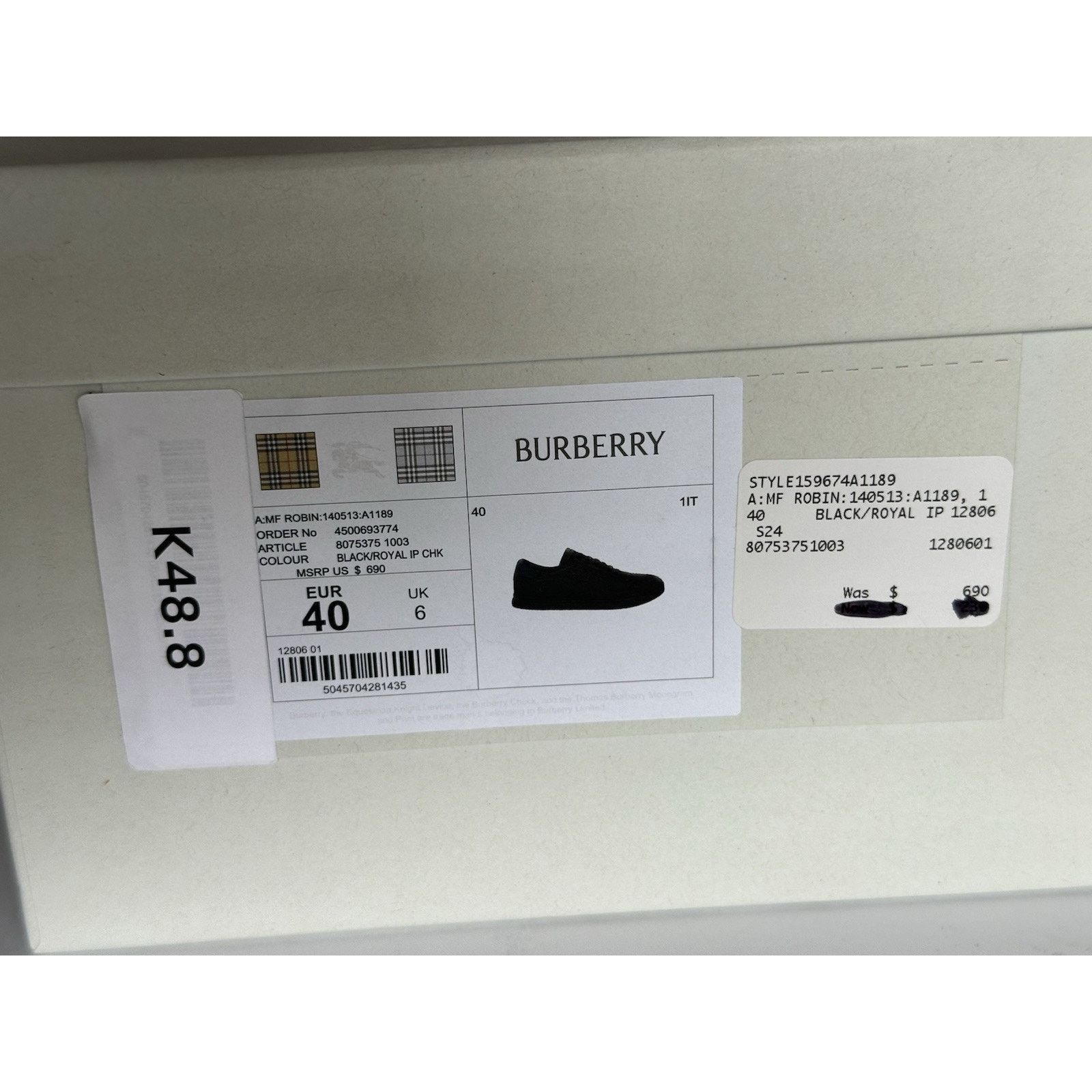 Burberry Burberry Leather Sneakers Black/IP Check 7 US (40) 8075375 Size US 7 / EU 40 - 16 Thumbnail