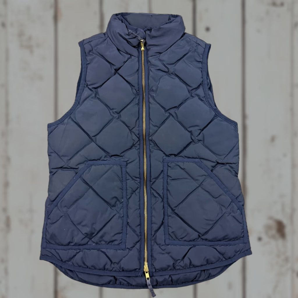 J.Crew VINTAGE J.CREW Vest Womens XS Blue Down Puffer Full Zip Quilted Pockets Lined 49194 Size XS / US 0-2 / IT 36-38 - 1 Thumbnail
