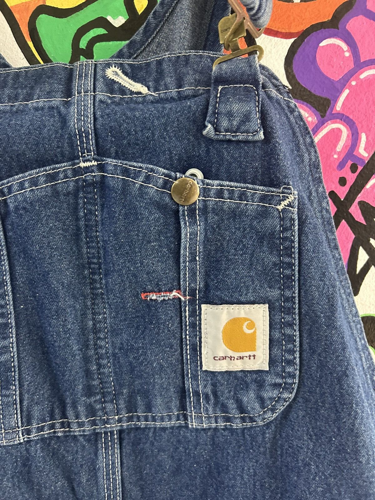 Vintage Vtg Carhartt Denim Overall Size US 38 / EU 54 - 3 Thumbnail