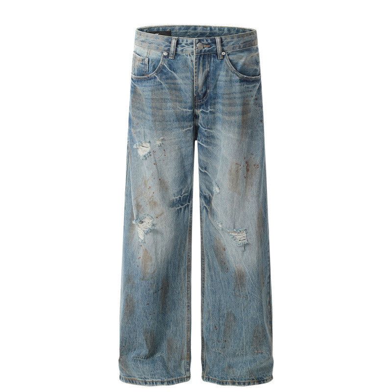 Japanese Brand × Jean Retro loose straight leg ripped jeans Size US 32 / EU 48 - 1 Thumbnail