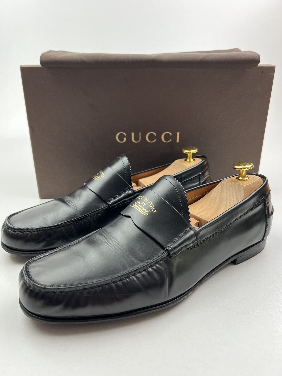 Gucci GUCCI Loafers Leather Penny Shoes GG Logo Black Men’s Size US 9.5 / EU 42-43 - 1 Thumbnail