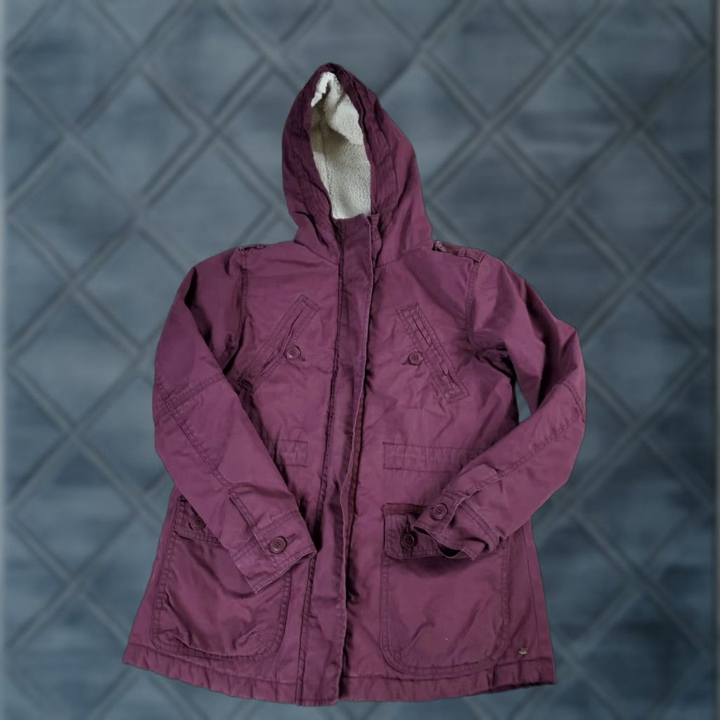 American Eagle Outfitters American Eagle Field Jacket Womens Small Purple Full Zip Fleece Lined Hood Size S / US 4 / IT 40 - 1 Thumbnail