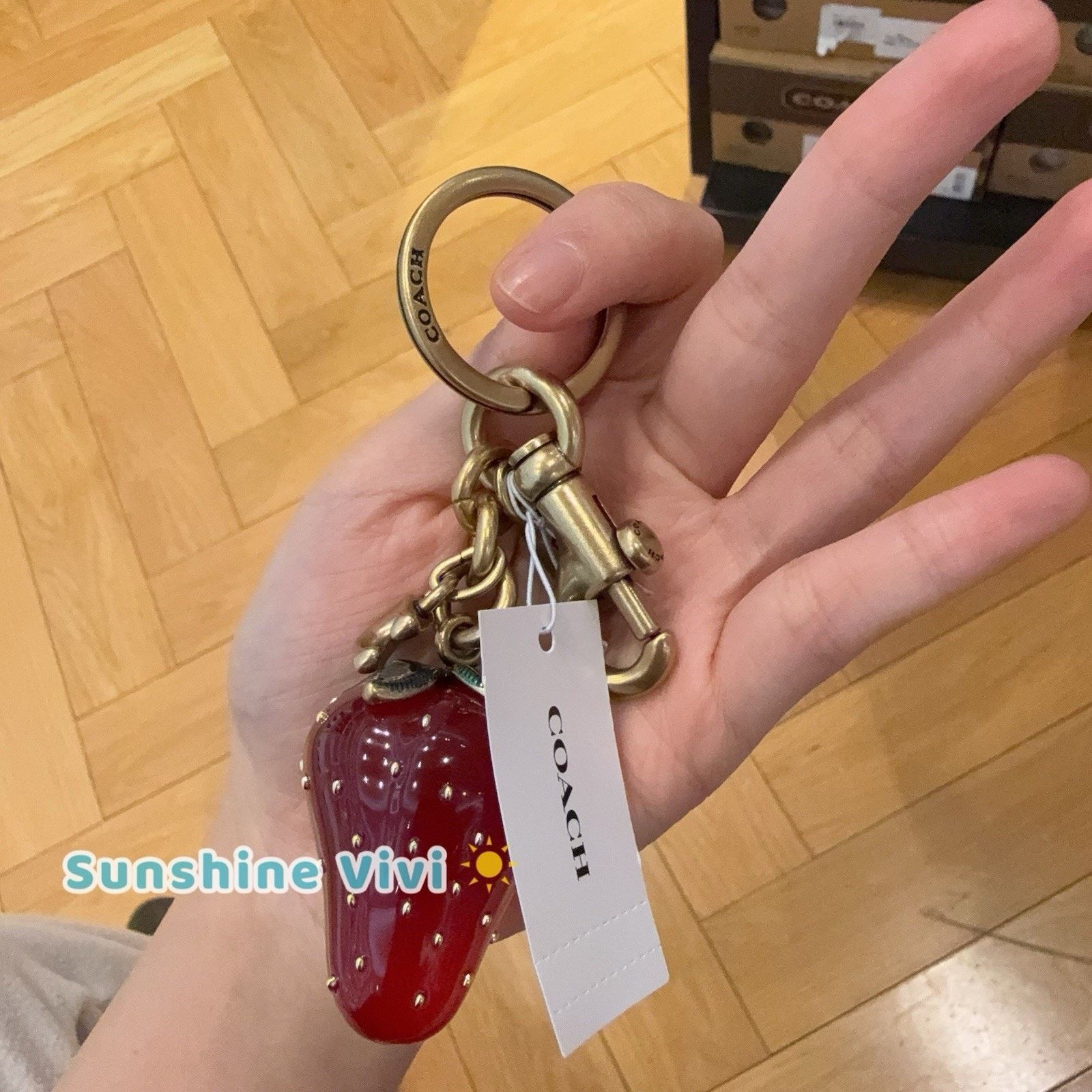 Coach NWT Coach Strawberry Bag Charm CAO50 BRASS/Red with dust bag Size ONE SIZE - 5 Thumbnail