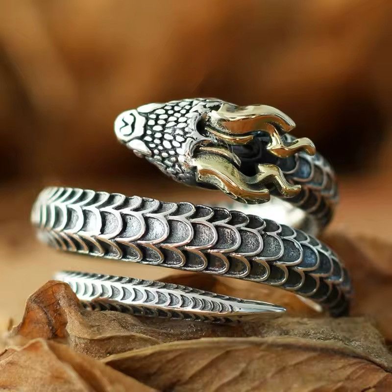 Vintage Horned Snake Adjustable Ring Size ONE SIZE - 3 Thumbnail