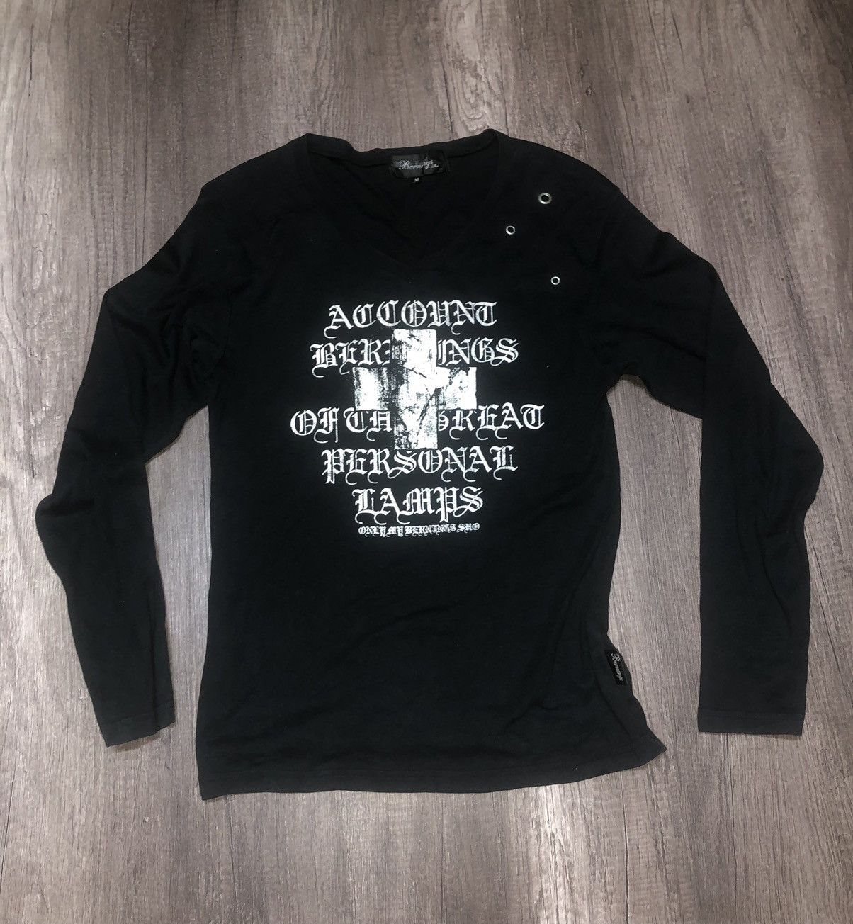 Japanese Brand Bernings Sho Black Label V Stitch Long Sleeve Tee Shirt Size US M / EU 48-50 / 2 - 23 Thumbnail