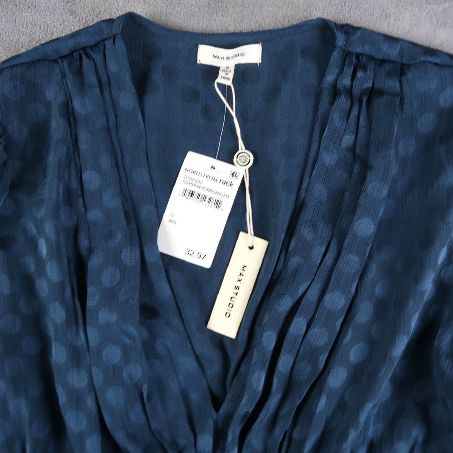 Vintage MAX Studio Boho Peasant Tunic Dress Polka Dot S Women Blue Long Sleeve NWT Size S / US 4 / IT 40 - 3 Thumbnail