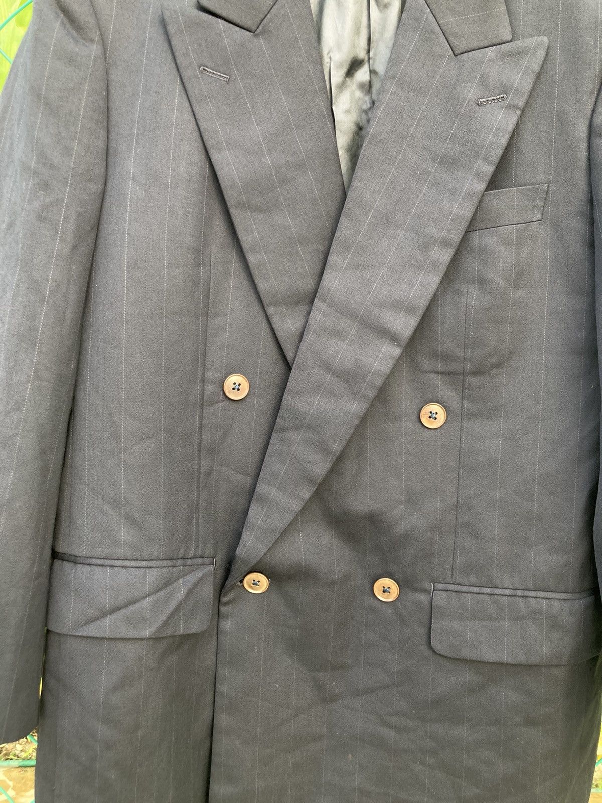 Takeo Kikuchi Takeo Kikuchi Black Double Breasted Pinstripe Blazer Size 44R - 3 Thumbnail