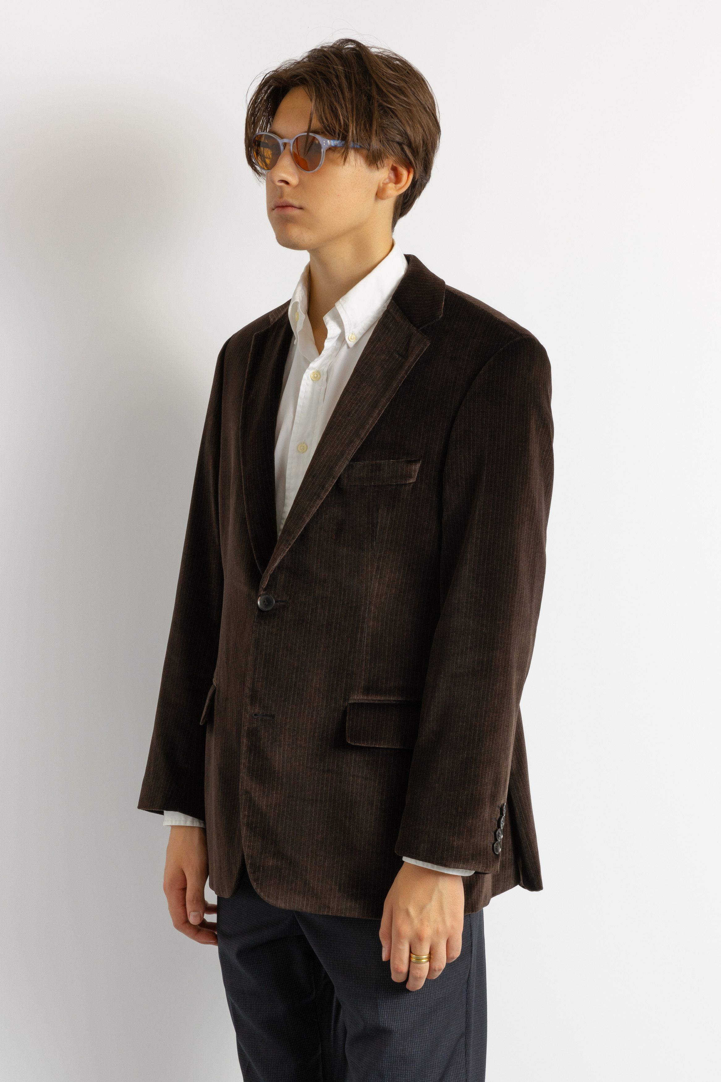 Hugo Boss BOSS Man Preowned Velour Brown One Breasted Blazer 8718 Size US M / EU 48-50 / 2 - 4 Thumbnail