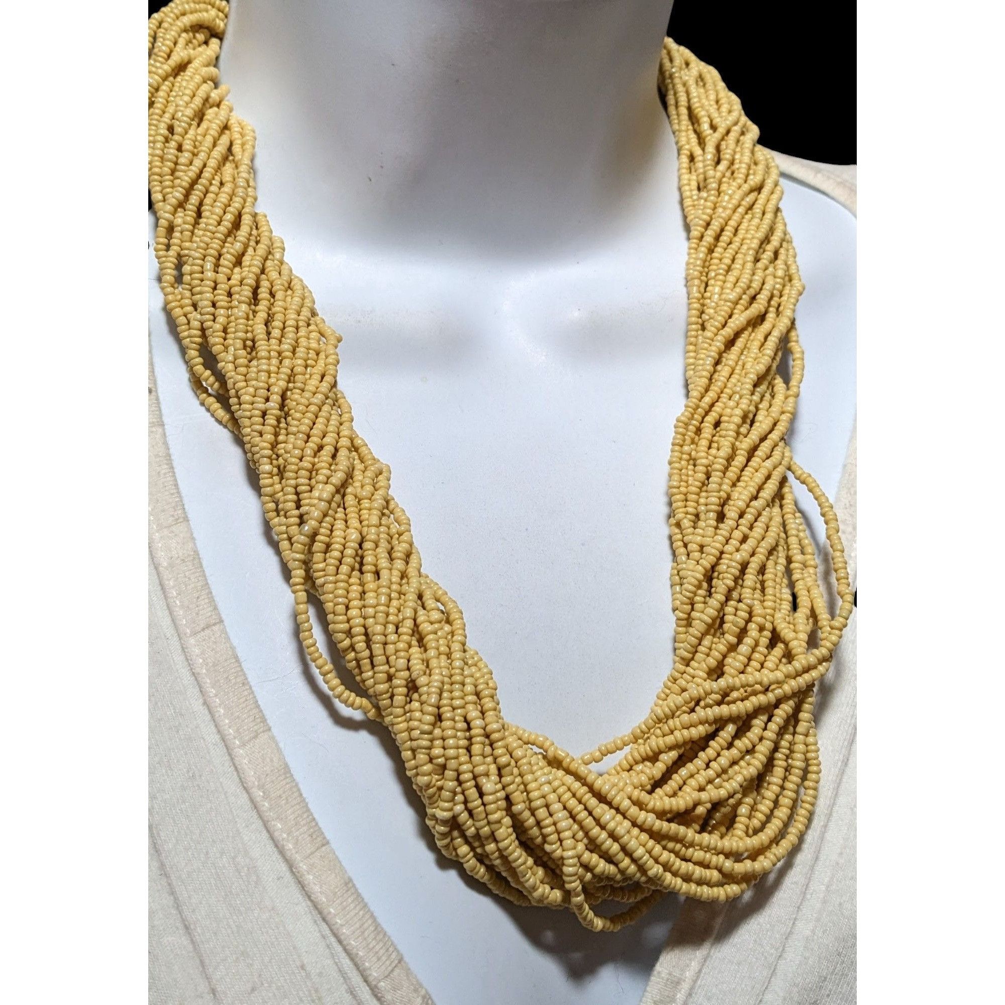 Other Retro Champagne Beaded Glass Torsade Necklace Size ONE SIZE - 8 Thumbnail
