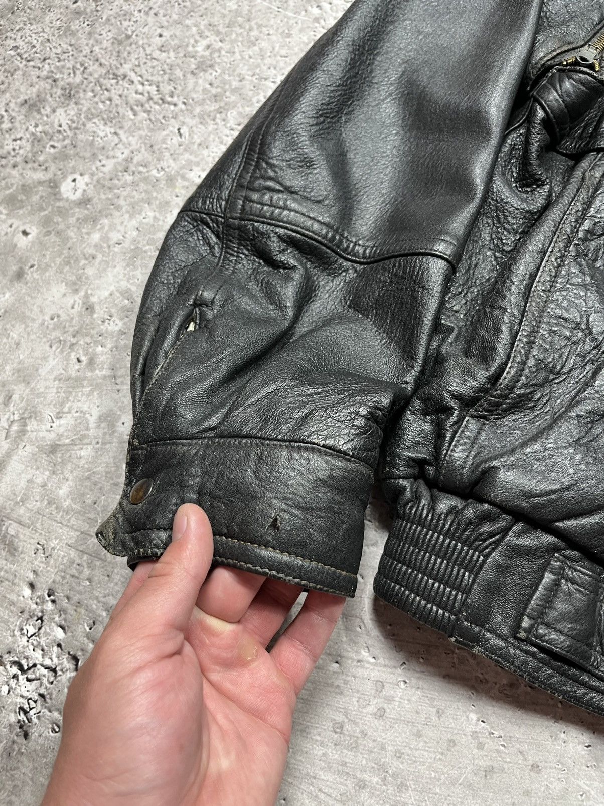 Japanese Brand × Vintage Vintage Leather Bomber Jacket DEPE Zip Black Flight Moto Size US L / EU 52-54 / 3 - 9 Thumbnail