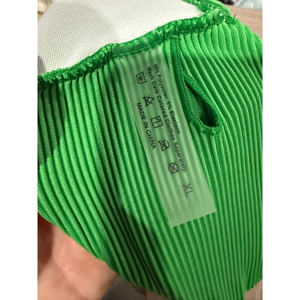 The Unbranded Brand Womens Green Ribbed 2-Piece Bikini Set Size XL Triangle Top Size XL / US 12-14 / IT 48-50 - 3 Thumbnail