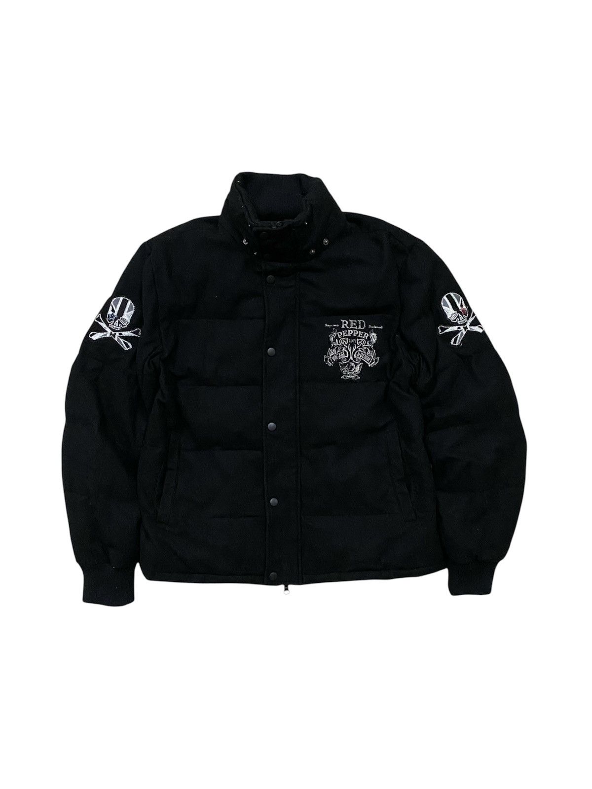 If Six Was Nine 2000s RED PEPPER WOOL PUFFER JACKET SKULL GLITTER SLEEVE Size US L / EU 52-54 / 3 - 1 Thumbnail