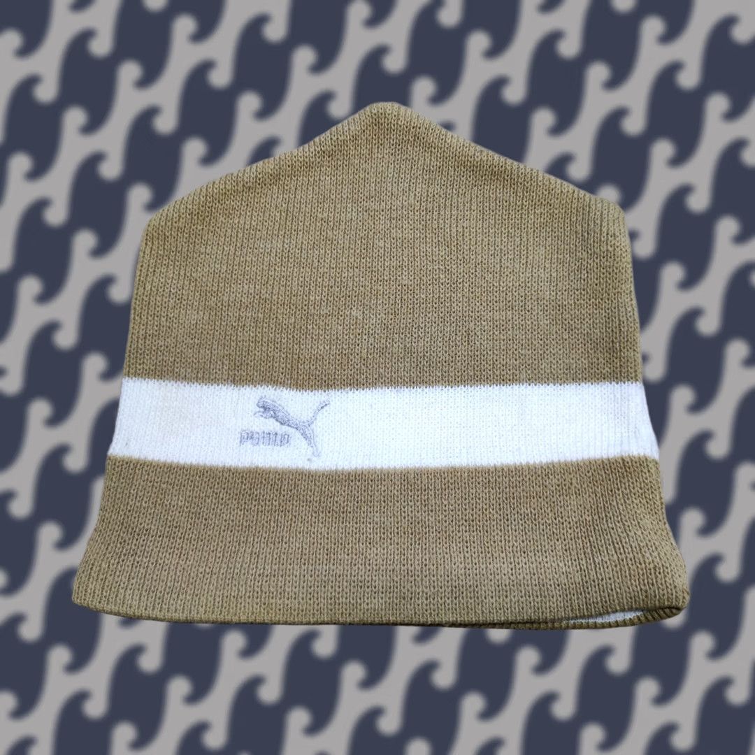 Puma VINTAGE PUMA Beanie Hat Ski Beige One Size Made in West Germany Logo Lined Winter Knit Unisex Adults Mens Womens Size ONE SIZE - 1 Thumbnail