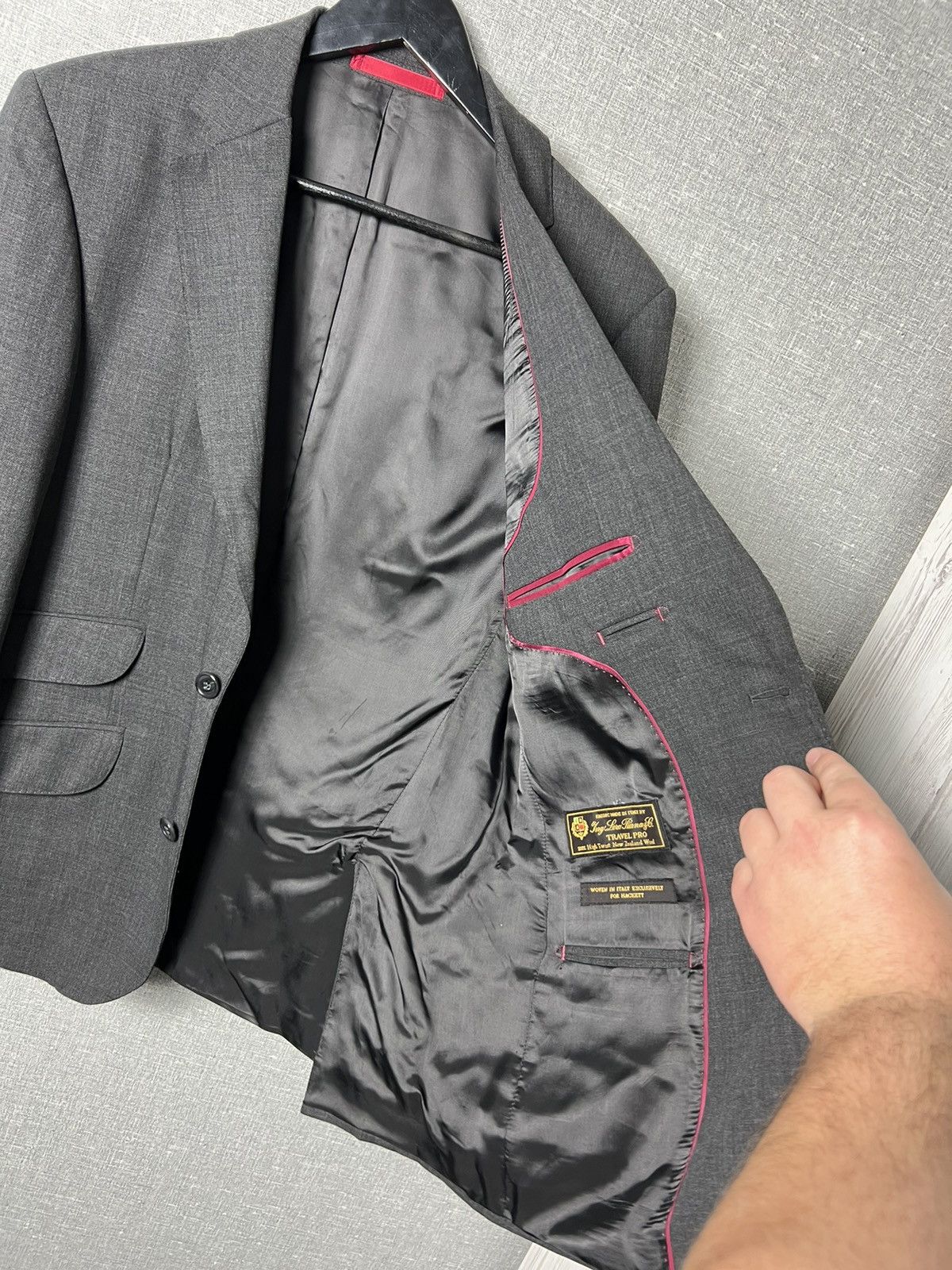 Hackett × Loro Piana Hackett London Travel Suit Ing Loro Piana Wool Blazer Jacket Size 40R - 16 Thumbnail