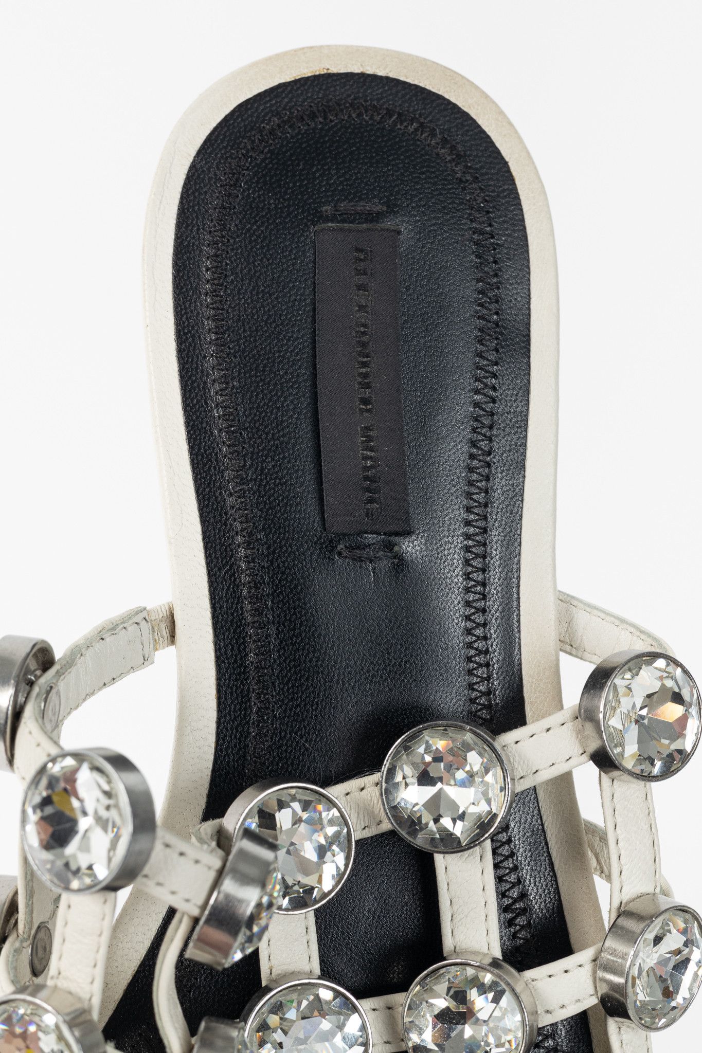 Alexander Wang Alexander Wang Amelia White Crystal-Studded Cage Mules Size US 5.5 / IT 35.5 - 9 Thumbnail