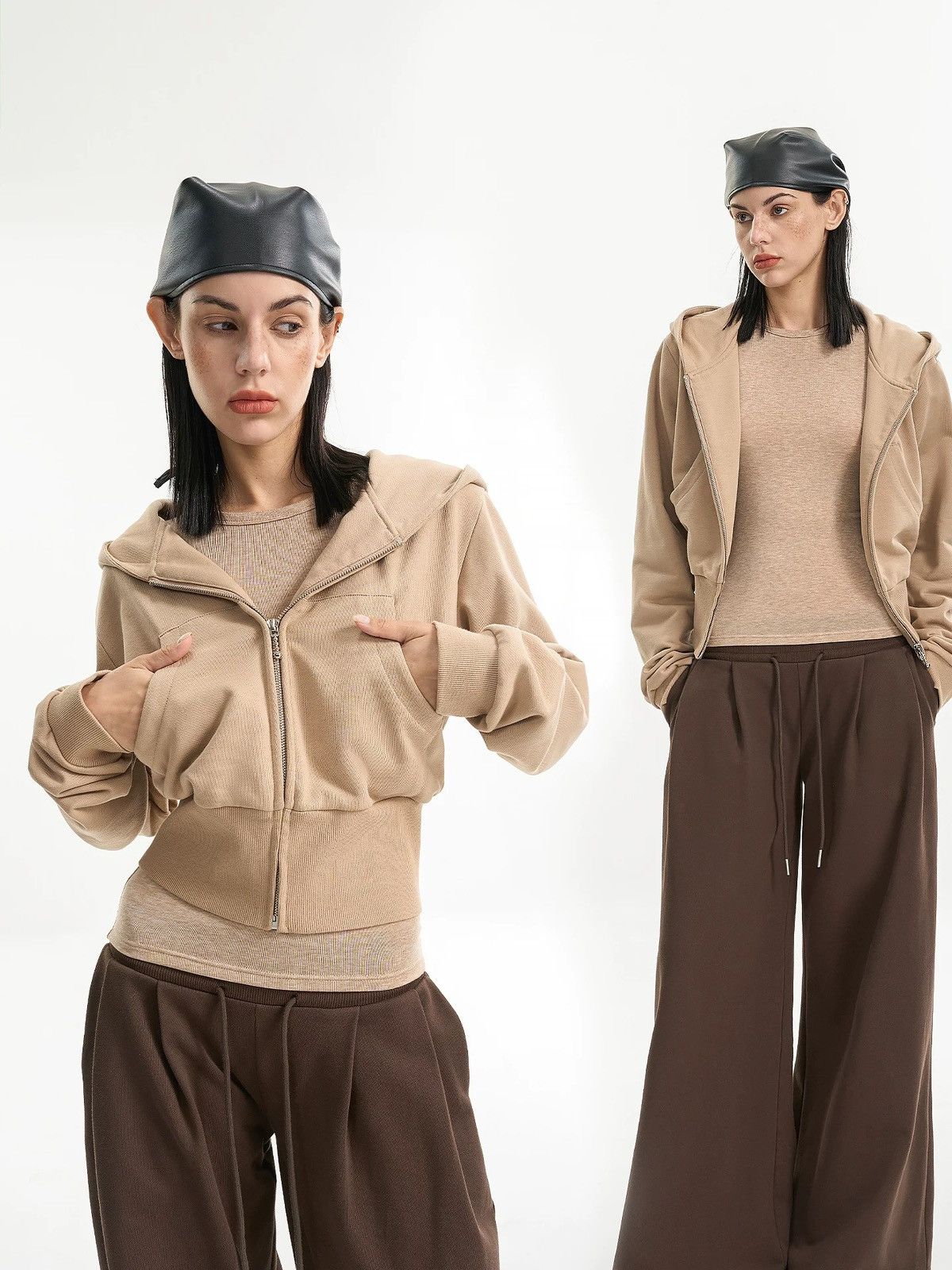 Other Tan and cream cropped hoodie Size L Size L / US 10 / IT 46 - 3 Thumbnail