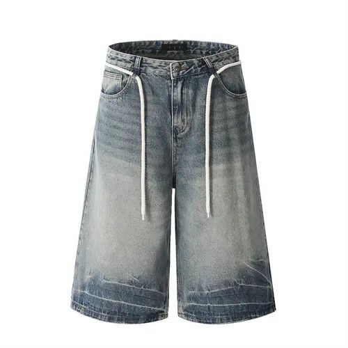 VIBE Men's retro distressed straight punk washed denim shorts Size US 32 / EU 48 - 1 Preview