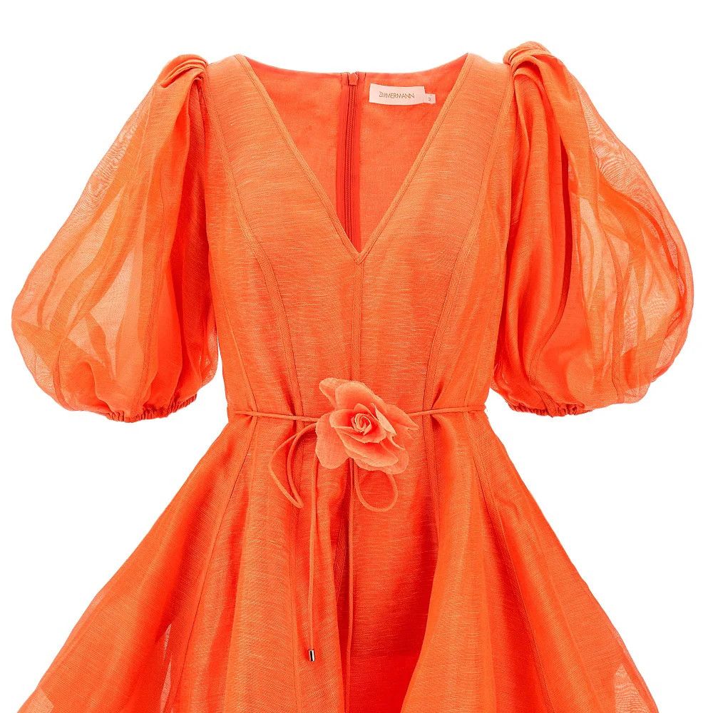 Zimmermann o1s22i1n1024 Tranquility Linen Mini Dress in Orange Size M / US 6-8 / IT 42-44 - 2 Thumbnail