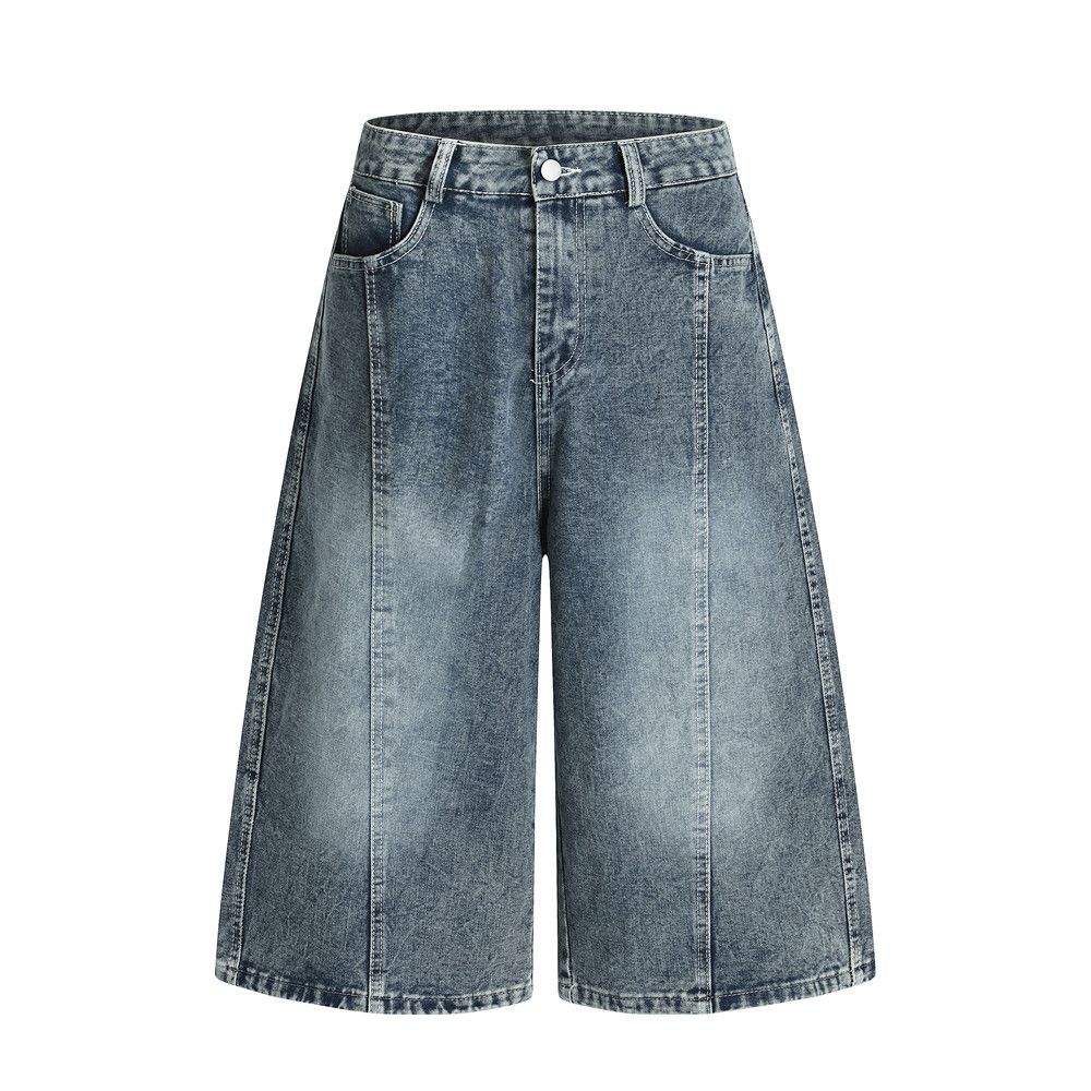 Japanese Brand × Jean Men's plaid lace-up loose punk distressed denim shorts Size US 32 / EU 48 - 2 Thumbnail