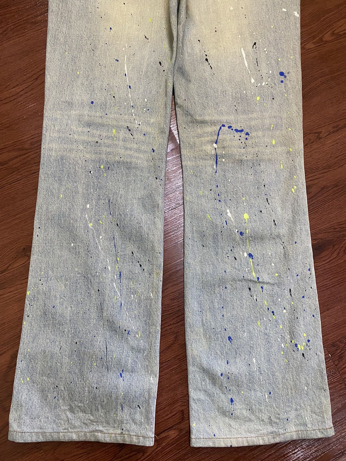 If Six Was Nine Vintage Schlussel Snake Paint Splatter Thrash Flare Jeans Size US 33 - 19 Thumbnail