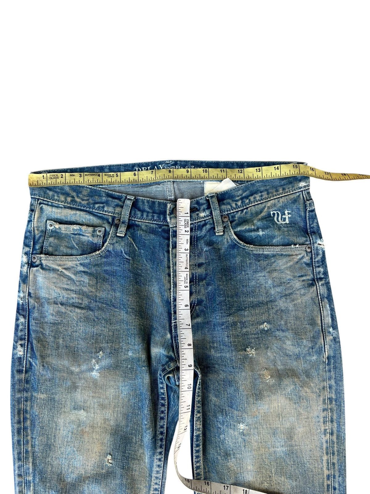 Japanese Brand Dirty Mud Stains Distress Denim Ufin & Sons Flare Jeans Size US 30 / EU 46 - 4 Thumbnail