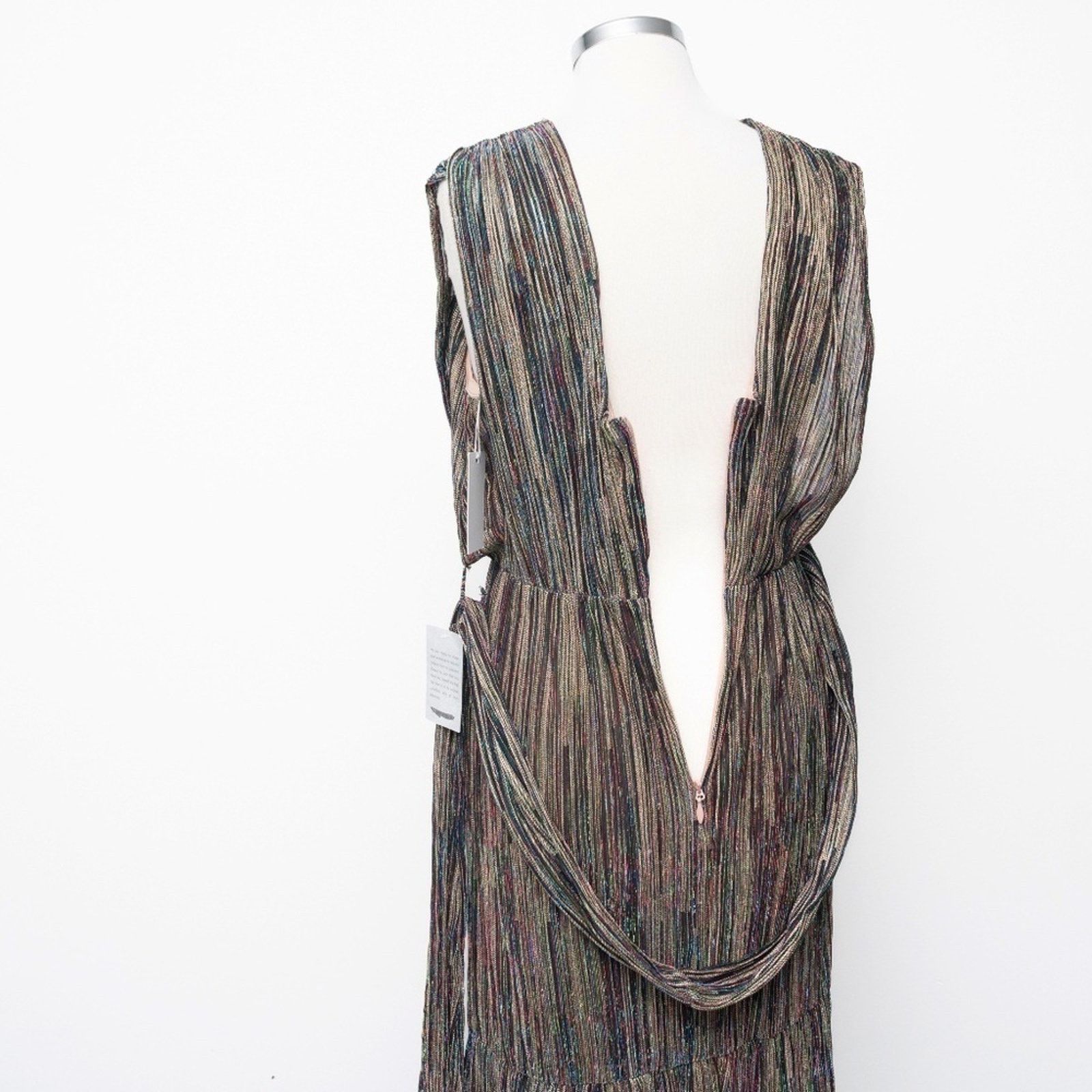 Designer Harlyn - Plunge V-Neck Tie Waist Pleated Gown Size M / US 6-8 / IT 42-44 - 16 Thumbnail