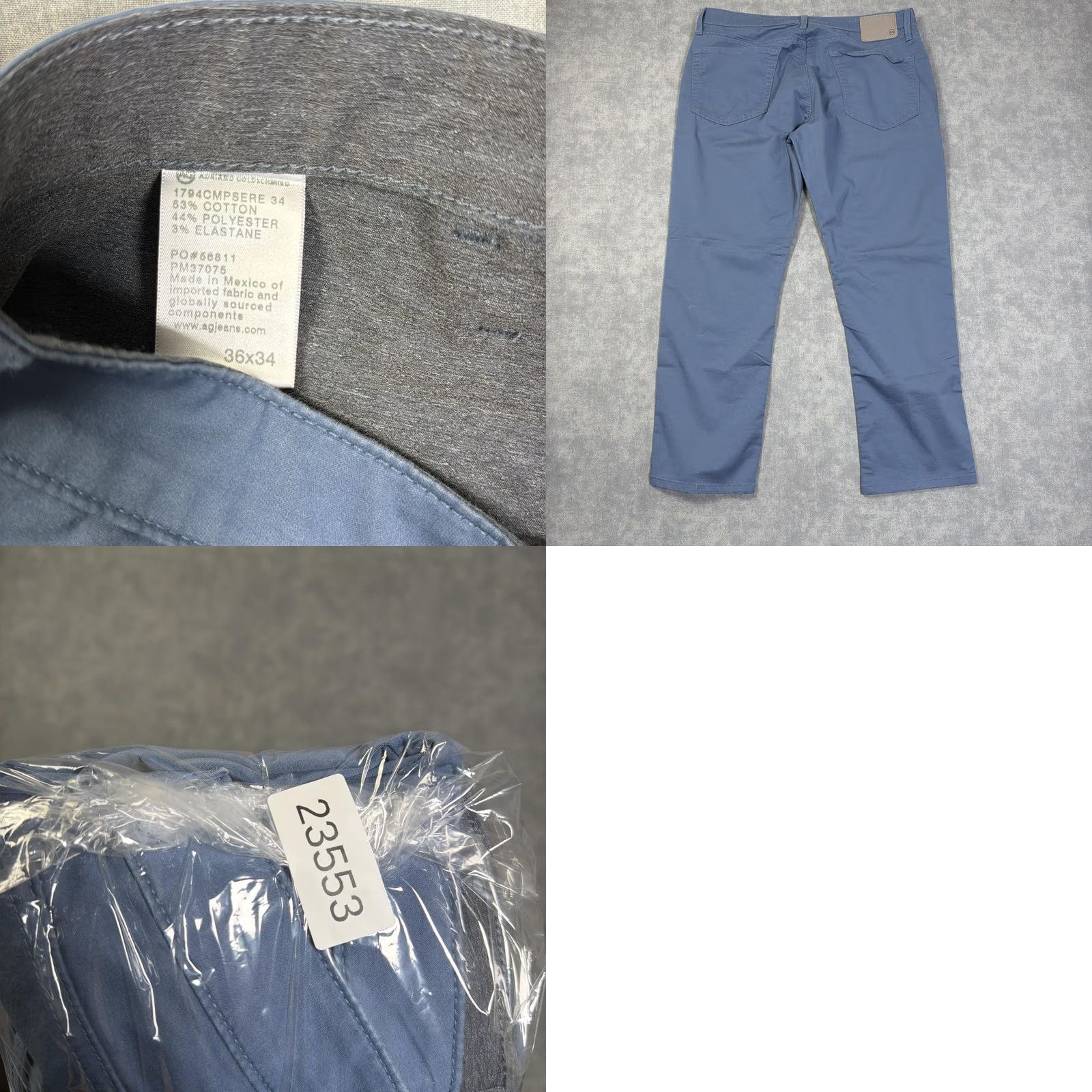 AG Everett Mens Jeans 36x34 Blue Slim Straight Stretch Denim Pants
