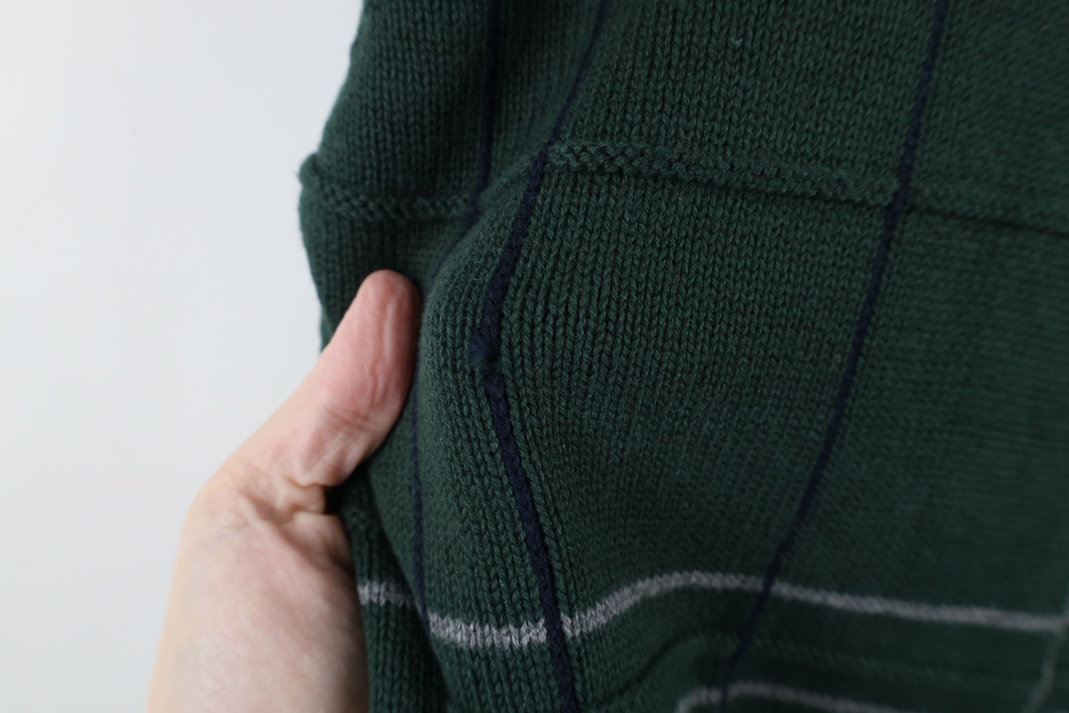Vintage Vintage 90s Streetwear Striped Knit Crewneck Sweater Green Size US XL / EU 56 / 4 - 4 Thumbnail
