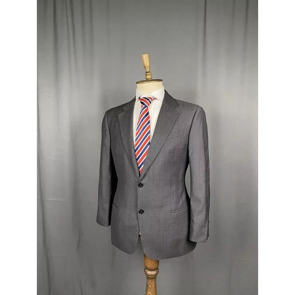 Armani Collezioni Armani Collezioni Men's Gray Wool Blazer Sportcoat Jacket Si Size 50R - 3 Thumbnail